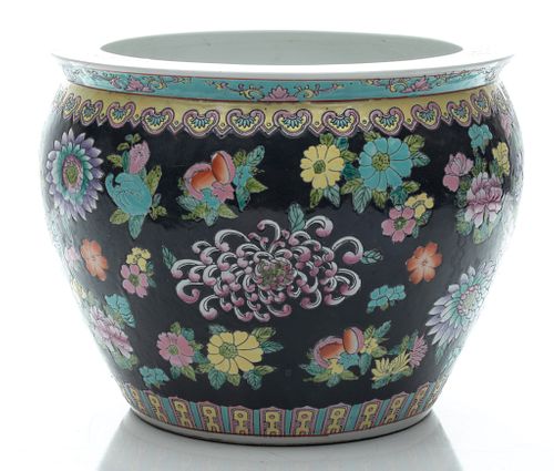 Chinese Porcelain Coi Bowl/Planter, H 10'' Dia. 12''
