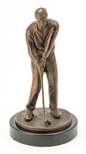 Bronze Sculpture Of A Golfer, H 8.5'' W 3.5''