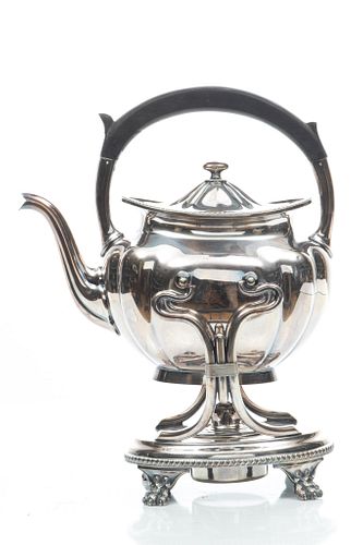 Gorham (American, 1831) Silver Plate Hot Water Kettle On Warming Stand
