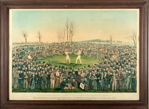J. Farnborough, The International Contest Between Heenan And Sayers Lithograph, C. 1860, H 29'' W 41''