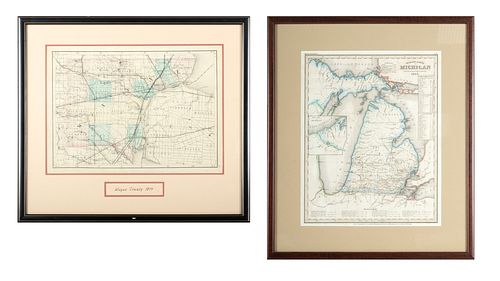 Wayne County And "Neueste Karte" For Michigan Maps, C. 1874, H 11.5'' W 15.5'' 2 pcs
