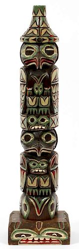 RICK WILLIAMS, NITINAT BAND (EAGLE CLAN), VANCOUVER IS., CARVED WOOD TOTEM, H 20 1/2", W 5"