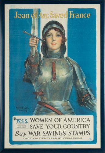 William Haskell Coffin (American, 1878-1941) Lithograph In Colors, Linen Backed  1918, Joan Of Arc Saved France, H 29.7'' W 20.25''