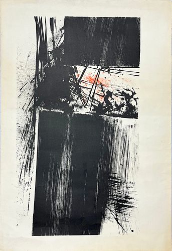 LITHOGRAPH WITH COLORS ON WOVE PAPER, C. 1970, H 28.5", W 17", UNTITLED ABSTRACT 