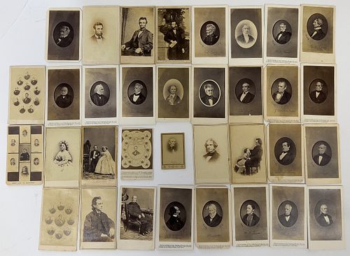 Grouping Of Thirty Four Carte De Visite Photographs, 19th C., H 4'' W 2.5''