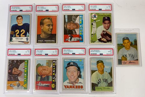 Vintage 1950s/60s Baseball And Football Cards, Nine Pieces, H 3.75'' W 2.5''