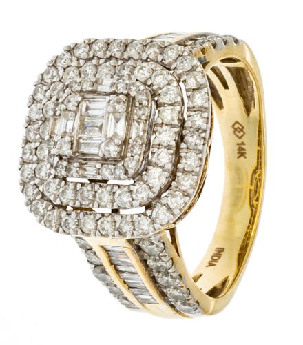 2.00ct Diamond & 14kt Yellow Gold Ring, Size: 10, 11.67g