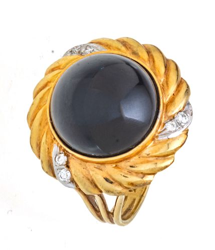 14K YELLOW GOLD AND BLACK ONYX RING,  SIZE 6 3/4 