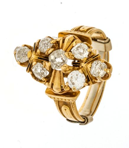 Unmarked Gold & Diamond Ring, Size: 5.5, 5g