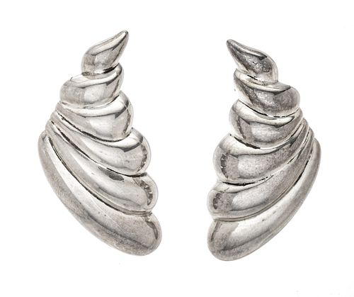 Jondell (Spain) 925 Silver Clip-on Earrings, H 1.75'' W 1'' 0.45t oz