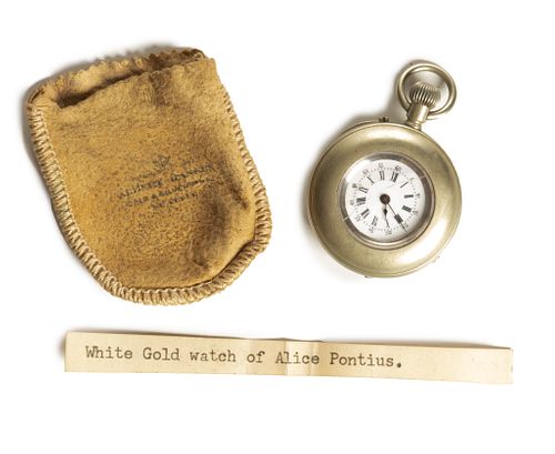 Lady's White Gold Pocket Watch, Open Face C. 1900, Dia. 1.4''