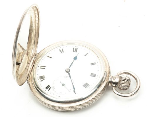 AARON LUFKIN DENNISON, POCKET WATCH WITH STERLING SILVER FROM BIRMINGHAM, ENGLAND AND SWISS MOVEMENT, 1927, H 3 3/4" W 2 1/8" 