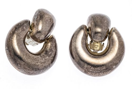 Sterling Silver Clip-on Earrings, H 1.25'' W 1'' 0.19t oz