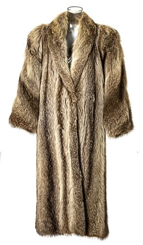 Women's Coyote Fur Coat, H 50'' W 18''