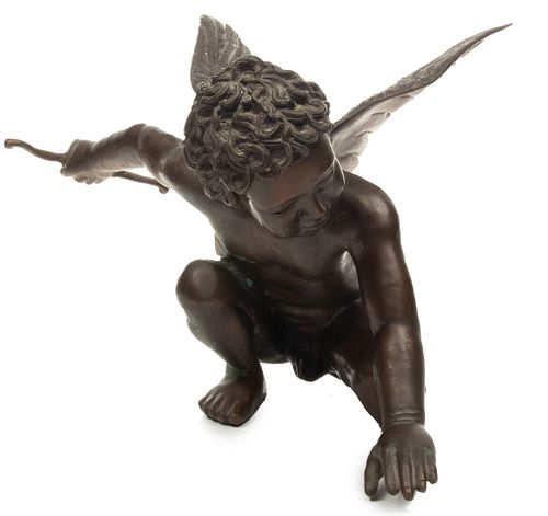 Metal Outdoor Sculpture C. "Cupid", H 15'' L 28''