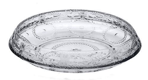 CRYSTAL CENTERPIECE BOWL, INVERTED SIDES C 1900 H 3" DIA 12" 