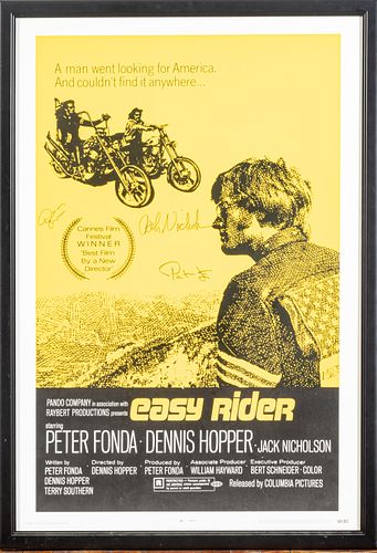 EASY RIDER ONE-SHEET MOVIE POSTER, 1969 H 36.5" W 23" 