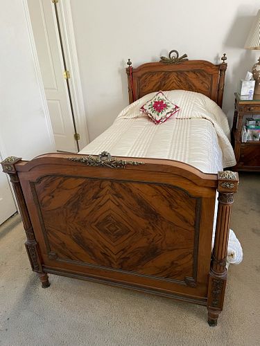 ROSEWOOD AND BRONZE ORMOLU TWIN BEDS, PAIR *SEE NOTE 