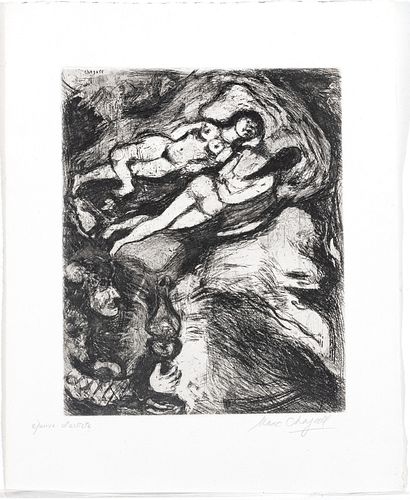 Marc Chagall (French/Russian, 1887-1985) Etching On Montval Laid Paper, C. 1927-31, La Vieille Et Les Deux Servantes, H 11.6'' W 9.4''