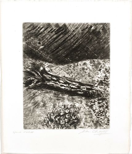 Marc Chagall (French/Russian, 1887-1985) Etching On Montval Laid Paper, C. 1927-31, Le Chene Et Le Roseau, H 11.7'' W 9.4''