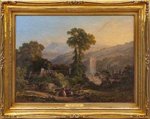 ATTRIBUTED TO JOHN SYER SR., (BRITISH, 1815-1885), OIL ON CANVAS, H 17.5", W 23.5", "NEAR IFRACOMBE, DEVON" 