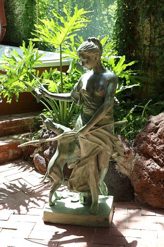 Bronze Garden Sculpture Diana The Huntress H 46'' W 29''