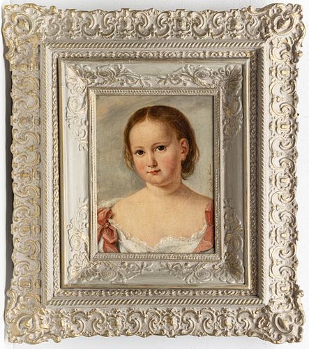 CORALY DE FOURMOND (FRENCH 1803-1853) OIL ON CANVAS, H 13", W 9.5", PORTRAIT OF YOUNG GIRL 