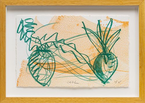 DALE CHIHULY (AMERICAN, B. 1941) LITHOGRAPH WITH COLORS ON WOVE PAPER, 2002, H 9", W 14", "IKEBANA SKETCH #7" 