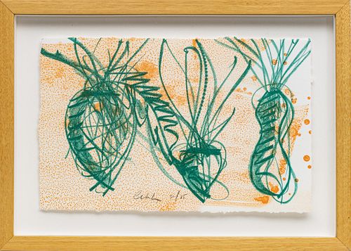 DALE CHIHULY (AMERICAN, B. 1941) LITHOGRAPH WITH COLORS ON WOVE PAPER, 2002, H 9", W 14", "IKEBANA SKETCH #3" 