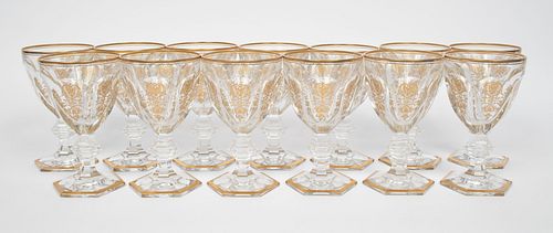BACCARAT 'EMPIRE' CRYSTAL WATER GOBLETS, 13 PCS, H 6", DIA 3.5"