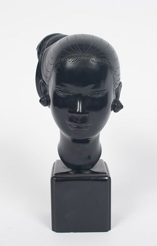 ASIAN PATINATED METAL BUST, H 5.5", W 3.5", D 5" 