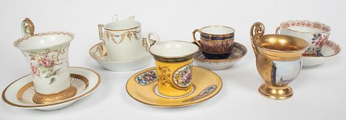 SEVRES, MEISSEN AND DRESDEN,  CUPS AND SAUCERS 11 PCS 