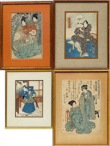 JAPANESE WOODBLOCK PRINTS, FOUR PIECES 