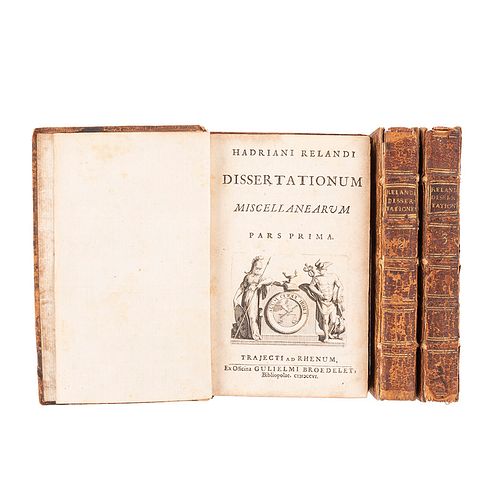 Relandi, Hadriani. Dissertationum Miscellanearum. Trajecti ad. Rhenum: Gulielmi Broedelet, 1706 - 1708. Piezas: 3.