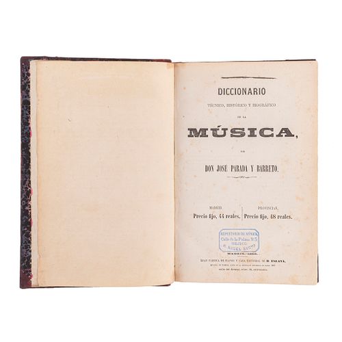 Parada y Barreto, José. Diccionario Técnico, Histórico y Biográfico de la Música. Madrid: Gran Fábrica de Pianos de B. Eslava, 1868.