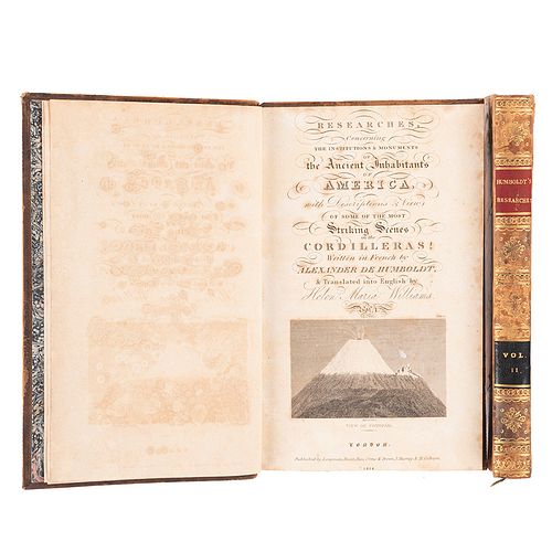 Humboldt, Alexander de. Researches, Concerning the Institutions & Monuments of the Ancient Inhabitants of America. Londo:1814. Piezas:2