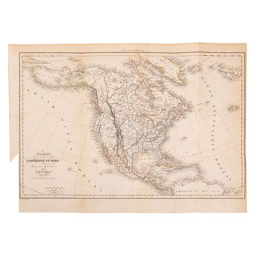 Dufour, A. H. Carte Générale de l'Amerique du Nord et des Iles qui en dependent. Paris: 1836. Mapa grabado con límites coloreados.