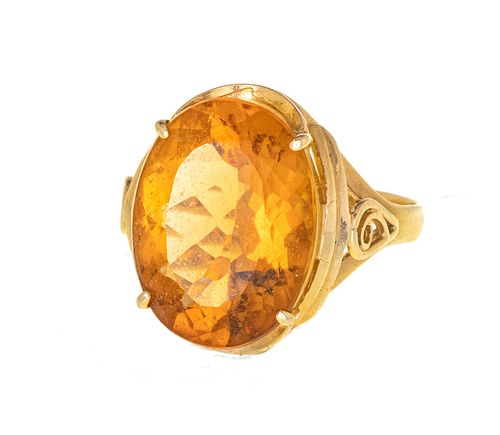 14KT YELLOW GOLD & TOPAZ RING, T.W. 4 GR, SIZE: 7.5 
