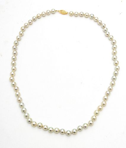 LIGHT GREY PEARL NECKLACE  L 18" 