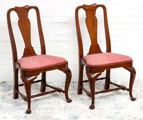 PAIR OF QUEEN ANN STYLE  MAHOGANY SIDE CHAIRS H 39.5" W 21" 