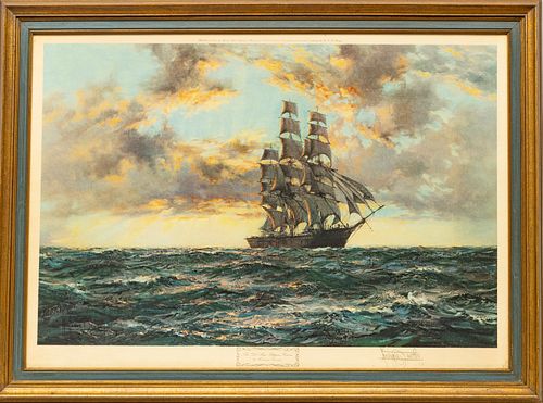 MONTAGUE  DAWSON LITHOGRAPH ON PAPER H 22" W 31" THE CLIPPER HAISOW 