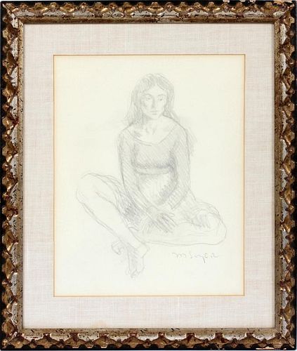 MOSES SOYER PENCIL DRAWING ON PAPER