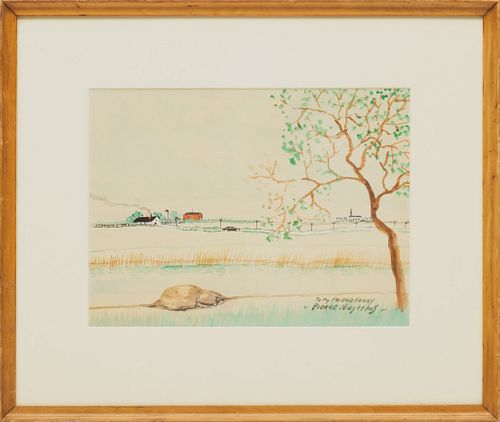 Pierre Nuyttens (Belgian American, 1885-1960) Watercolor Landscape, H 10'' W 14''