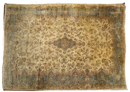 Persian Kerman Handwoven Wool Rug, C. 1980, W 19' 8'' L 11' 6''