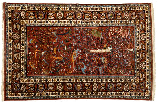 Persian Mashad Handwoven Wool Rug, W 6' 4'' L 9' 6''