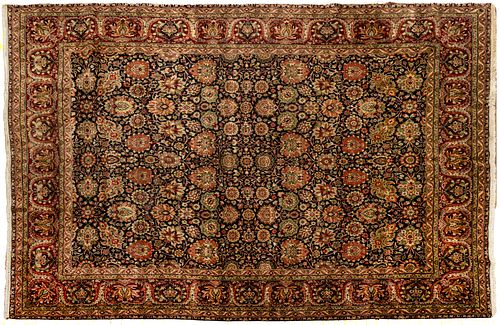 Indo-Persian Handwoven Wool Rug, C. 1990, W 7' 10'' L 9' 10''