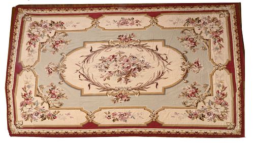 Aubusson Style Flatwoven Wool Rug, W 11' 9'' L 17' 6''