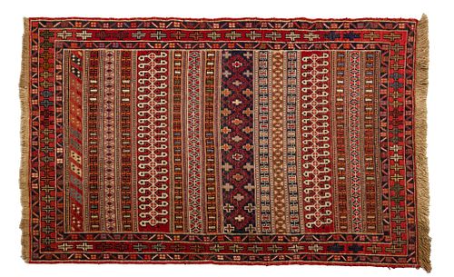 C. Soumak Handwoven Wool Rug,, W 3' 2", W 4' 9"
