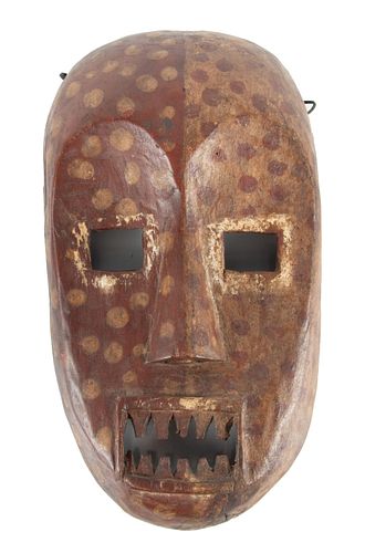 URHOBO, ITSOKO, NIGERIA AFRICAN POLYCHROME CARVED WOOD MASK 20TH CENTURY H 12" W 6.75" 