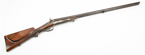 ENGLISH UNDERLEVER SIDE BY SIDE DOUBLE BARREL LEFT HANDED SHOTGUN, 16 GA., LATE 19TH/EARLY 20TH C., L 30.75" BARREL 
